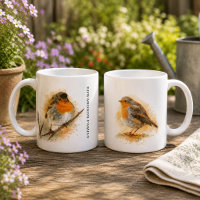 Süßes Wasserfarbe-Rotkehlchen-Vogel-Monogramm