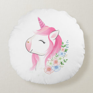 Süßes Wasserfarben-Baby-Einhorn Custom Na Rundes Kissen