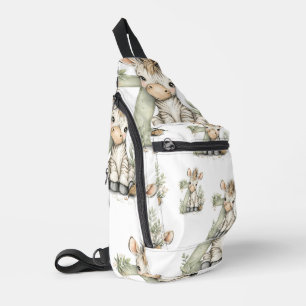 Süßes Wasserfarben-Baby-Tier-Alphabet Zebra Crossbody Bag
