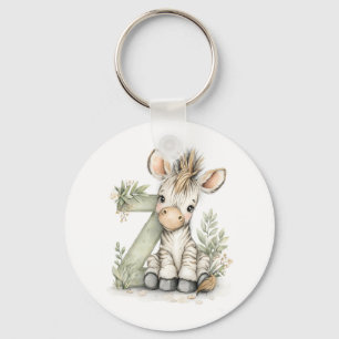 Süßes Wasserfarben-Baby-Tier-Alphabet Zebra Schlüsselanhänger