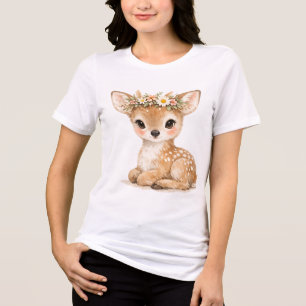 Süßes Wasserfarben-Babyreh Waldreh Tri-Blend Shirt