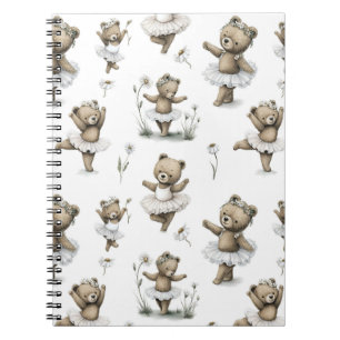 Süßes Wasserfarben-Ballerina-Bär-Design in Tutus Notizblock
