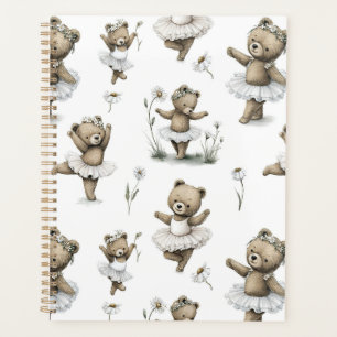 Süßes Wasserfarben-Ballerina-Bär-Design in Tutus Planer