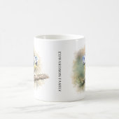 Süßes Wasserfarben-Blaumeisen-Monogramm Kaffeetasse (Mittel)
