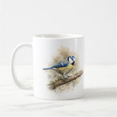 Süßes Wasserfarben-Blaumeisen-Monogramm Kaffeetasse (Links)