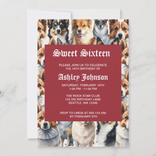 Süßes Wasserfarben-Corgi-Hund-Muster Einladung (Vorderseite)