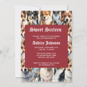 Süßes Wasserfarben-Corgi-Hund-Muster Einladung