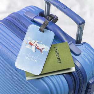 Süßes Wasserfarben-Flugzeug Gepäckanhänger