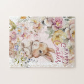 Süßes Wasserfarben-Häschen | Frühlingsblumen  Puzzle (Horizontal)