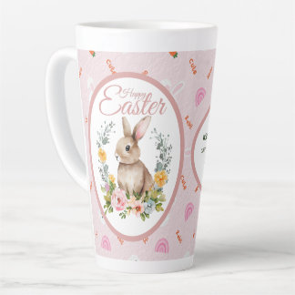 Süßes Wasserfarben-Hasen-Blumenkranz-Ostern Milchtasse