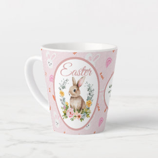 Süßes Wasserfarben-Hasen-Blumenkranz-Ostern Milchtasse