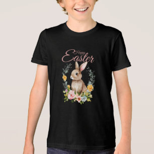 Süßes Wasserfarben-Hasen-Blumenkranz Ostern Tri-Blend Shirt