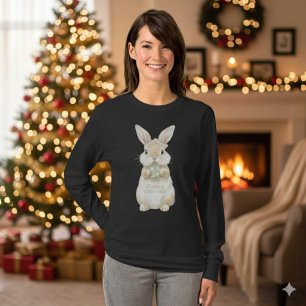 Süßes Wasserfarben-Hasen-Merry-Christmas-T-Shirt T-Shirt