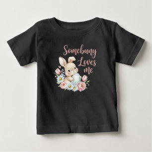 Süßes Wasserfarben-Hasen-Oster-Ei und Blumen Baby T-shirt