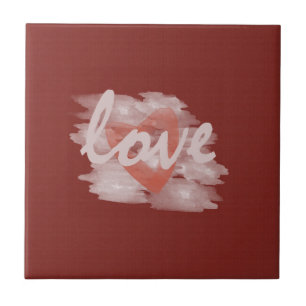 Süßes Wasserfarben-Herz Liebe Rot Leinwand Fliese