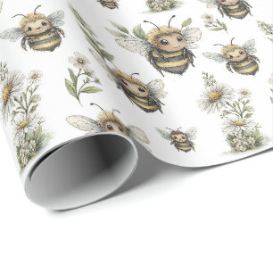 Süßes Wasserfarben-Hummeldesign Sanfte Pastellbi Geschenkpapier