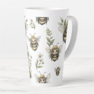 Süßes Wasserfarben-Hummeldesign Sanfte Pastellbi Milchtasse