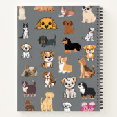 Süßes Wasserfarben-Hunde-Muster-Monogramm-Notizbuc Notizblock (Rückseite)