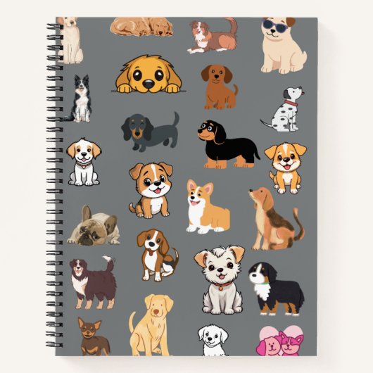 Süßes Wasserfarben-Hunde-Muster-Monogramm-Notizbuc Notizblock (Vorderseite)