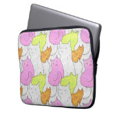 Süßes Wasserfarben-Katzen-Doodle-Muster Laptopschutzhülle (Vorderseite Links)