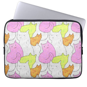 Süßes Wasserfarben-Katzen-Doodle-Muster Laptopschutzhülle