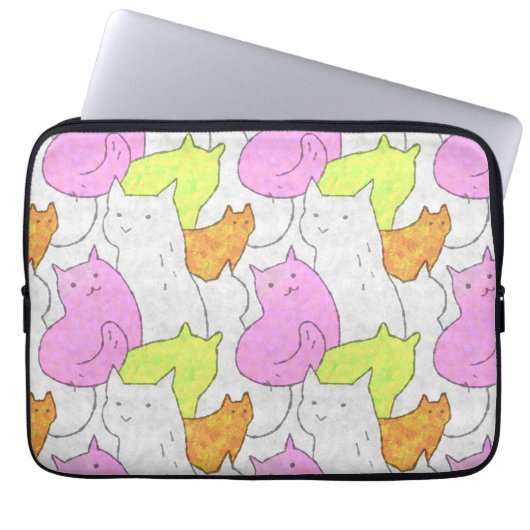 Süßes Wasserfarben-Katzen-Doodle-Muster Laptopschutzhülle (Vorderseite)