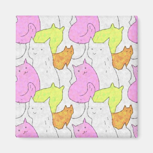 Süßes Wasserfarben-Katzen-Doodle-Muster Magnet (Vorne)