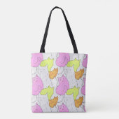 Süßes Wasserfarben-Katzen-Doodle-Muster Tasche (Rückseite)