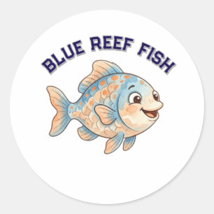 Süßes Wasserfarben-Korallenblau-Fisch-Kinder-T-Shi Runder Aufkleber