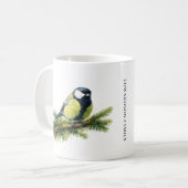 Süßes Wasserfarben-Monogramm mit Kohlmeise Kaffeetasse (Vorderseite Links)