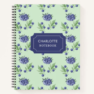 Süßes Wasserfarben-Muster mit Blaubeeren Notizblock