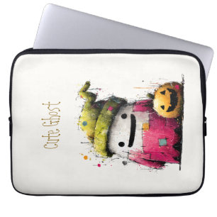 Süßes Wasserfarben-Patchwork-Geist Halloween Laptopschutzhülle