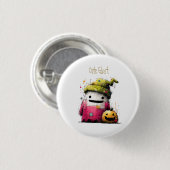 Süßes Wasserfarben-Patchwork-Geister-Halloween Button (Vorne & Hinten)