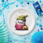 Süßes Wasserfarben-Patchwork-Geister-Halloween Pappteller (Party)