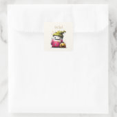 Süßes Wasserfarben-Patchwork-Geister-Halloween Quadratischer Aufkleber (Tasche)