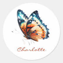 Süßes Wasserfarben-Schmetterling-Name-Buch-Label