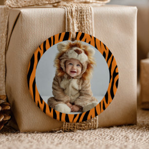 Süßes Wasserfarben-Tiger-Streifen-Muster-Babys-Fot Keramik Ornament