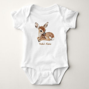 Süßes Wasserfarben-Waldhirsch-Baby-Bodysuit Baby Strampler