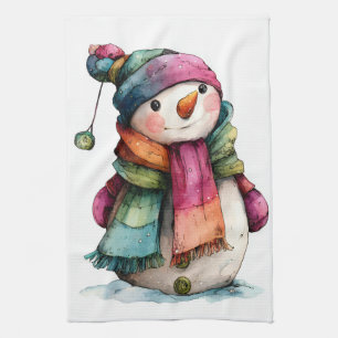Süßes Wasserfarben-Weihnachts-Schneemann-Küchentuc Geschirrtuch