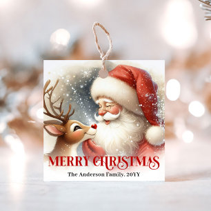 Süßes Wasserfarben-Weihnachtsmann-Rudolph-Christma Geschenkanhänger