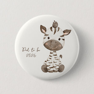 Süßes Wasserfarben-Zebra-Baby, Bald Dad Button