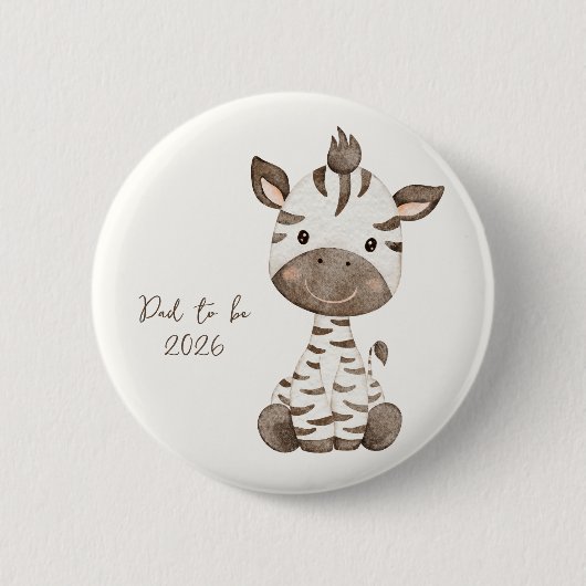 Süßes Wasserfarben-Zebra-Baby, Bald Dad Button (Vorderseite)