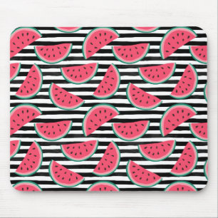 Süßes Wassermelon auf Streifen Schwarz-Weiß-Mus Mousepad