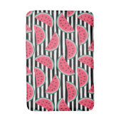 Süßes Wassermelon auf Streifen Schwarz-Weiß-Muster Badematte (Vorderseite Vertikal)