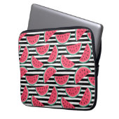 Süßes Wassermelon auf Streifen Schwarz-Weiß-Muster Laptopschutzhülle (Vorderseite Links)