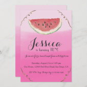 Süßes Watermelon Geburtstag Einladung für Mädchen (Vorne/Hinten)