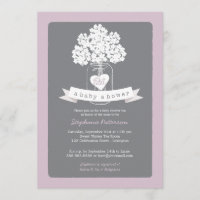 Süßes Weckglas-lila graue Babyparty-Einladung
