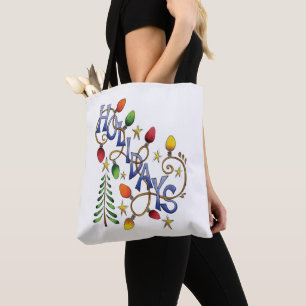 Süßes Weihnachten, Lichter und Sterne zum Feiertag Tasche
