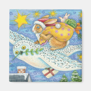 Süßes Weihnachten mit Kaninchen als Weihnachtsmann Magnet