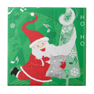 Süßes Weihnachten, singender und tanzender Weihnac Fliese